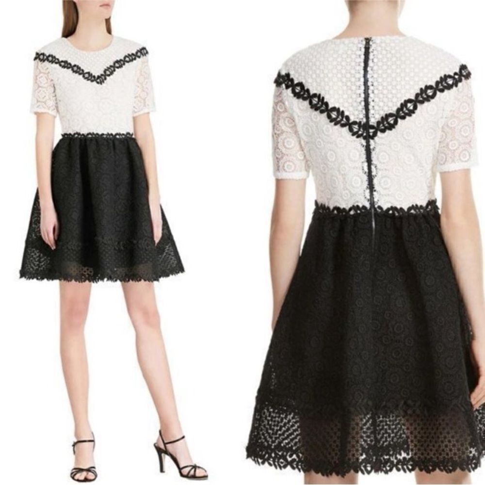 Maje Elegant Black and White Lace Dress, S
